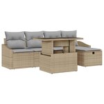 vidaXL Ensemble de canapé de jardin 6 Pièces Beige Poly rotin