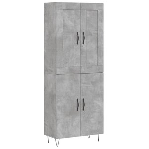 vidaXL Buffet haut Gris béton 69 5x34x180 cm Bois d'ingénierie