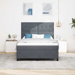 vidaXL Lit à ressort LED avec matelas Gris foncé 140 x 200 cm tissu