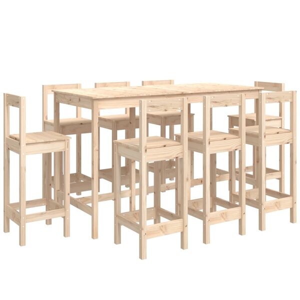vidaXL Ensemble de bar 9 Pièces Bois de pin massif