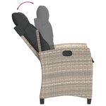 vidaXL Chaise inclinable de jardin coussins gris clair résine tressée