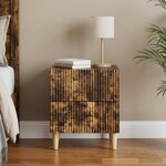 vidaXL Cabinet de chevet avec tiroir Chêne fumé 43 x 34 5 x 48 cm