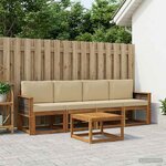 vidaXL Ensemble de canapés d'extérieur avec coussin 4 Pièces Naturel