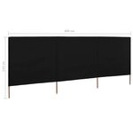 Vidaxl paravent 3 panneaux tissu 400 x 80 cm noir