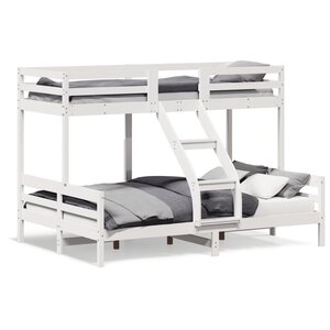vidaXL Lit superposé sans matelas 80x200/140x200 cm blanc bois massif
