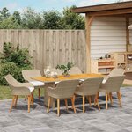 vidaXL Ensemble de salle à manger pour jardin 9 Pièces Beige et marron