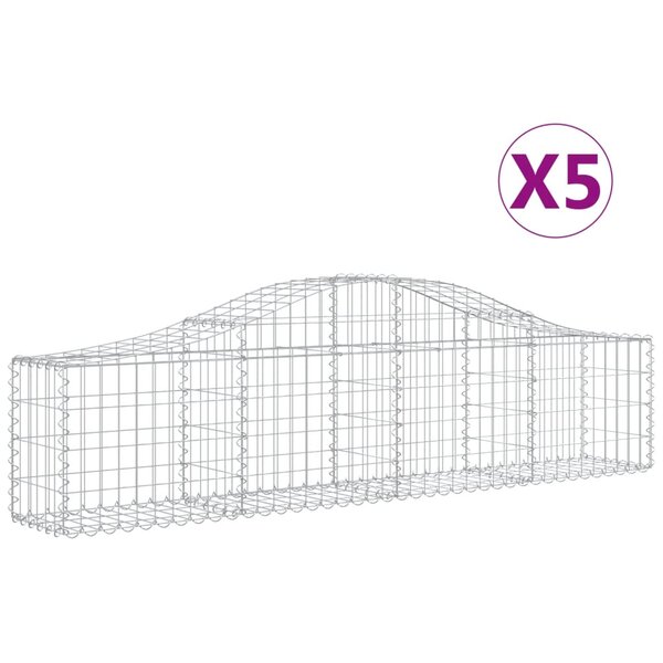 vidaXL Paniers à gabions arqués 5 Pièces 200x30x40/60 cm Fer galvanisé