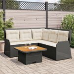 vidaXL Salon de jardin 4 Pièces avec coussins Noir Résine tressée