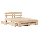 vidaXL Cadre de lit avec tiroir Marron 150 x 200 cm Bois massif en pin