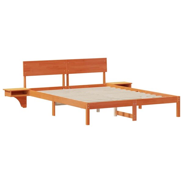 vidaXL Cadre de lit avec tables de chevet avec tête de lit Marron cire