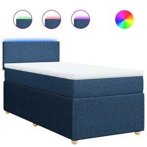 vidaXL Sommier à lattes de lit avec matelas Bleu 90x190 cm Tissu
