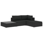 vidaXL Salon de jardin 4 Pièces avec coussins Résine tressée Noir