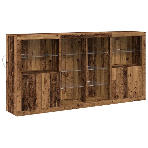 Buffet vidaXL avec lumières LED Bois vieux 202x37x100 cm Bois reconstitué