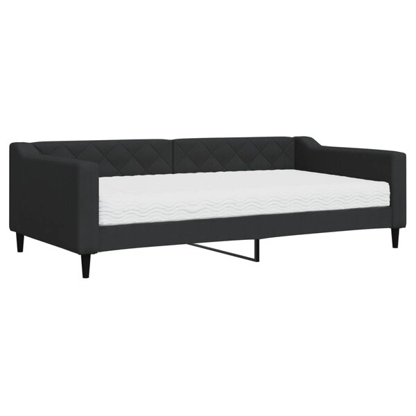vidaXL Lit de jour avec matelas noir 100x200 cm tissu