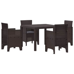 vidaXL Ensemble de salle à manger pour jardin 5 Pièces Marron Rattan Polt