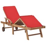 vidaXL Chaises longues avec coussins 2 Pièces Bois de teck solide Rouge