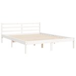 vidaXL Cadre de lit avec tête de lit blanc King Size bois massif