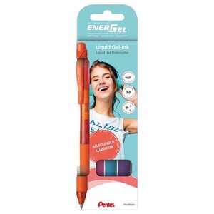 Stylo roller à encre gel EnerGel X BL107 kit de 4 PENTEL