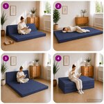 vidaXL Canapé-lit pliable 160 x 67 x 45 cm Bleu