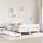 vidaXL Cadre de lit sans matelas blanc 140x190 cm bois de pin massif