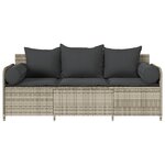 vidaXL Canapé de jardin et coussins 3 places gris clair résine tressée