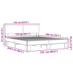 vidaXL Cadre de lit sonoma gris 150x200 cm bois d'ingénierie et métal
