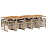 vidaXL Ensemble à manger de jardin et coussins 11 Pièces beige poly rotin
