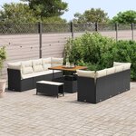 vidaXL Ensemble de canapé de jardin 11 Pièces Noir et Crème polyrotin