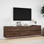 vidaXL Meuble TV mural avec LED chêne marron 180x31x45 cm