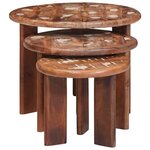 vidaXL Tables basses gigognes 3 Pièces Multicolore Bois massif recyclé
