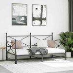 vidaXL Lit de jour avec gigogne sans matelas noir 100x200 cm acier