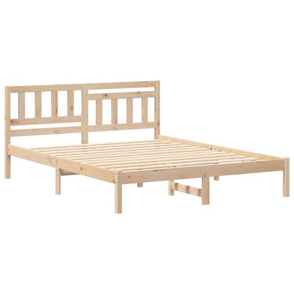 vidaXL Cadre de lit avec tête de lit Marron 160 x 200 cm Pin massif