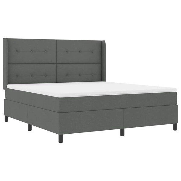 vidaXL Lit à ressorts avec matelas Gris foncé 180 x 200 cm tissu