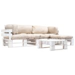 vidaXL Salon de jardin palette 4 Pièces avec coussins sable bois