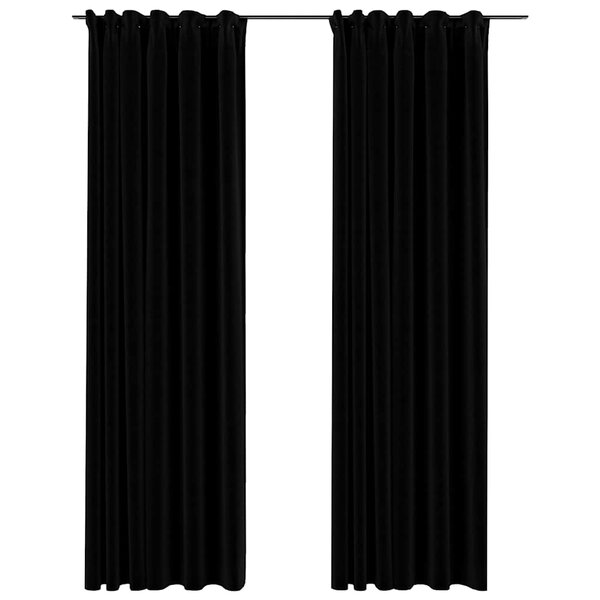 vidaXL Rideaux occultants aspect lin avec crochets 2Pièces Noir 140x225cm