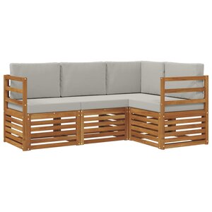 vidaXL Ensemble de canapés d'extérieur 4 pc Gris Naturel et Clair