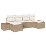 vidaXL Ensemble de canapé de jardin 6 Pièces Beige Poly rotin