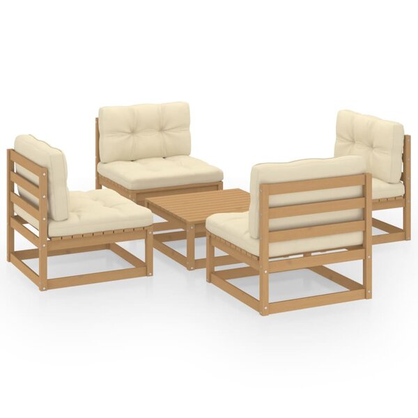 vidaXL Salon de jardin 5 Pièces avec coussins Bois de pin massif