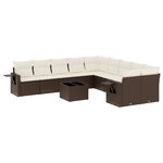 vidaXL Salon de jardin et coussins 11 Pièces marron résine tressée