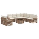 vidaXL Ensemble de canapé de jardin 10 Pièces Beige polyrotin