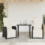 vidaXL Ensemble à manger de jardin avec coussins 3 Pièces Noir