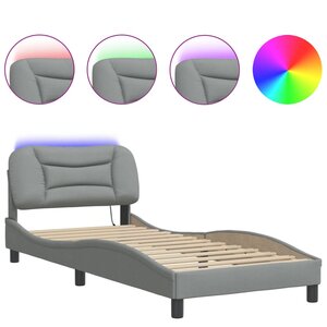 vidaXL Cadre de lit avec lumières LED gris clair 80x200 cm tissu