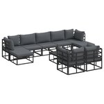 vidaXL Ensemble de canapé de jardin 10 Pièces Noir 70 x 70 x 32 cm