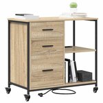 vidaXL Cabinet de Bureau avec roue Chêne sonoma 76 x 41 x 72 cm