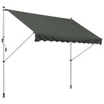 Store banne manuel rétractable 3L x 1 5l m inclinaison et hauteur réglable installation rapide métal alu polyester anti-UV gris