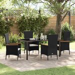 vidaXL Ensemble de salle à manger pour jardin 5 Pièces Noir Poly rotin