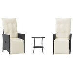 vidaXL Ensemble de bistro 3 Pièces avec coussins noir résine tressée