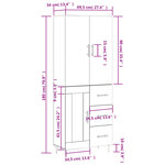 vidaXL Buffet haut Chêne fumé 69 5x34x180 cm Bois d'ingénierie