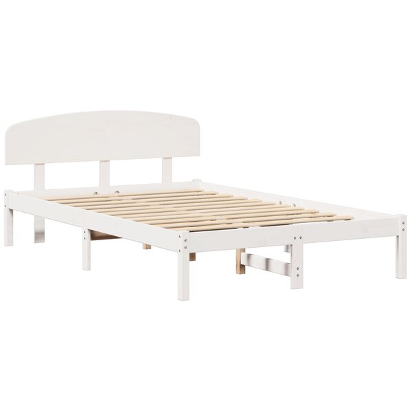 vidaXL Cadre de lit avec tête de lit blanc 135x190 cm en bois massif de pin
