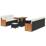 vidaXL Ensemble de canapé de jardin 10 Pièces Noir et Crème